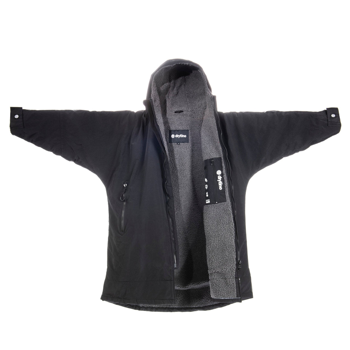 drytino Kids Black Shell with Grey Lining - Long Sleeved Robe