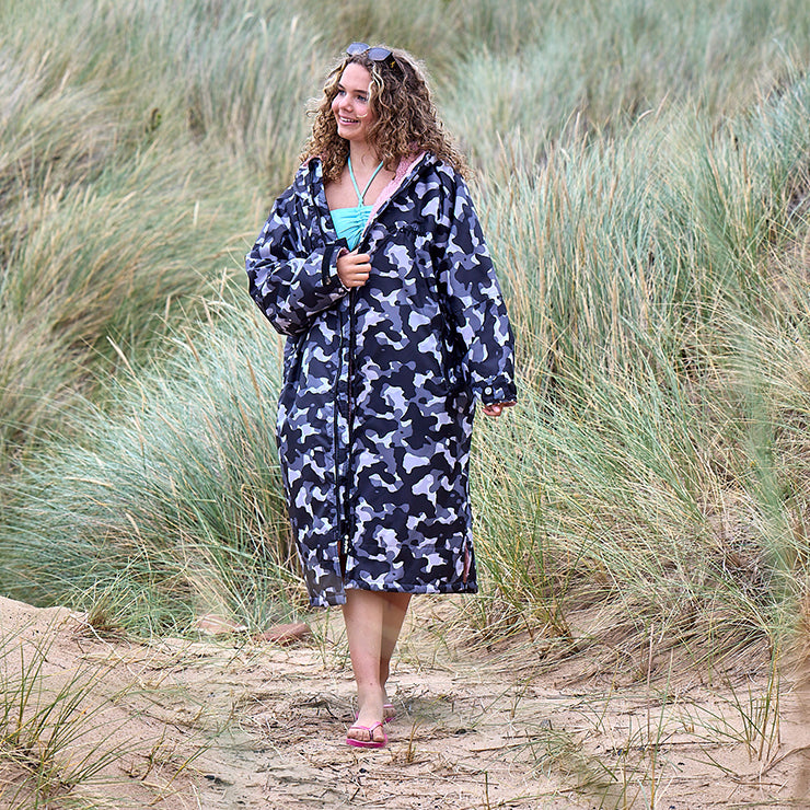 drytino Black Camouflage Shell with Pink Lining - Long Sleeved Robe