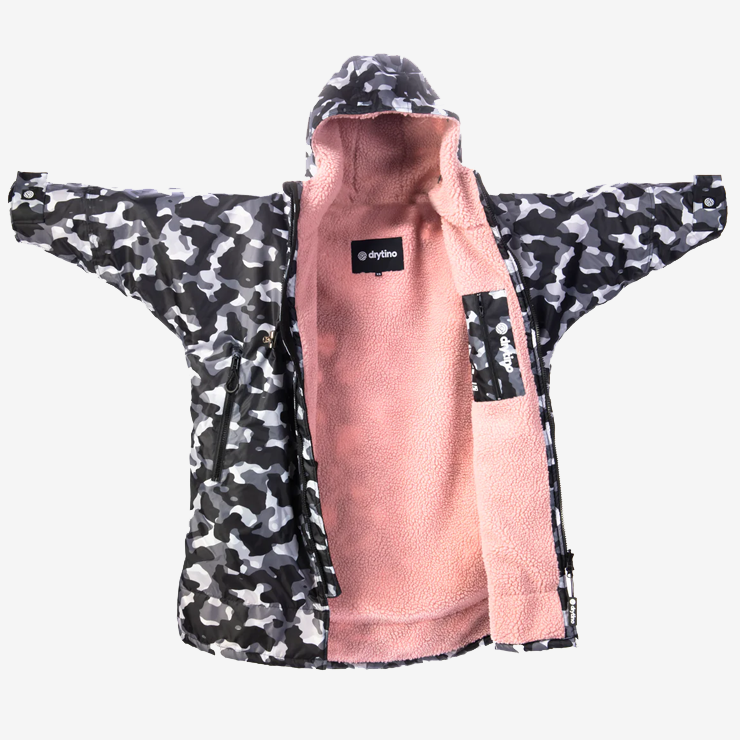 drytino Black Camouflage Shell with Pink Lining - Long Sleeved Robe