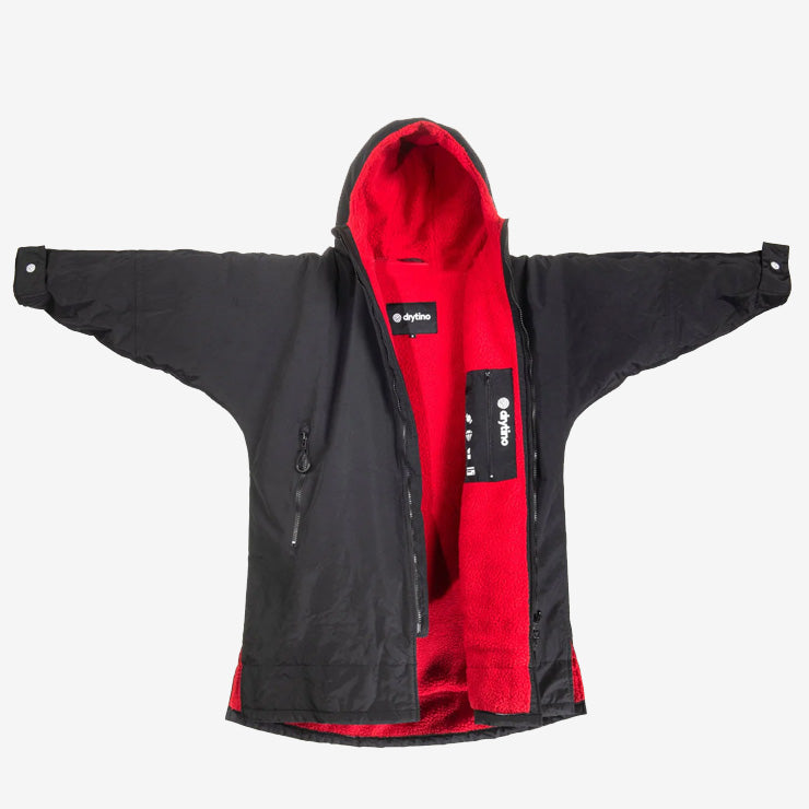drytino Kids Black Shell with Red Lining - Long Sleeved Robe