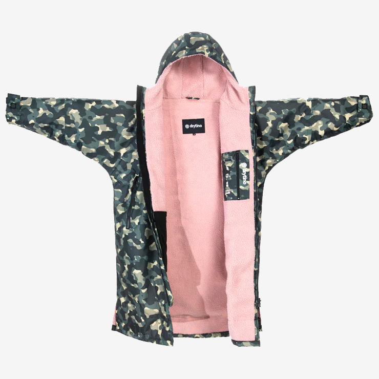 drytino Green Camouflage Shell with Pink Lining - Long Sleeved Robe