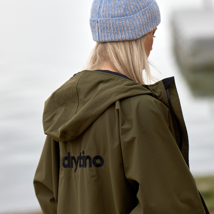 drytino Green with Grey Mesh Lining Windbreaker - Lightweight Long Sleeved Robe