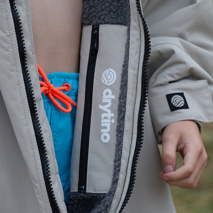 drytino Kids Grey Shell with Grey Lining - Long Sleeved Robe