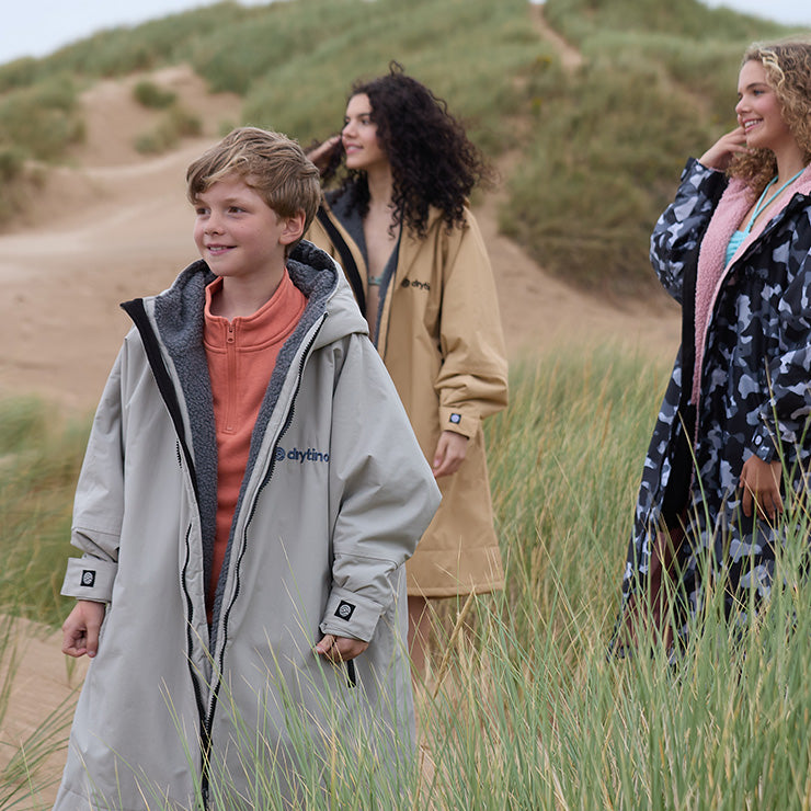 drytino Kids Grey Shell with Grey Lining - Long Sleeved Robe