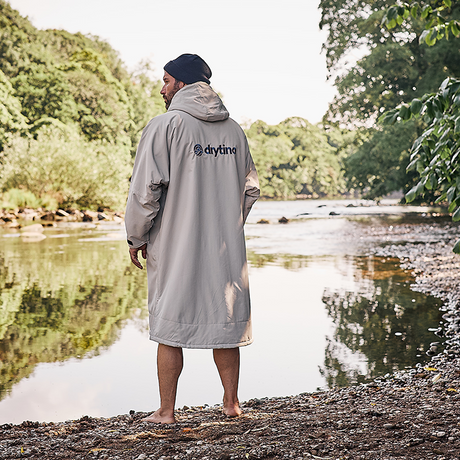 drytino Grey Shell with Red Lining - Long Sleeved Robe