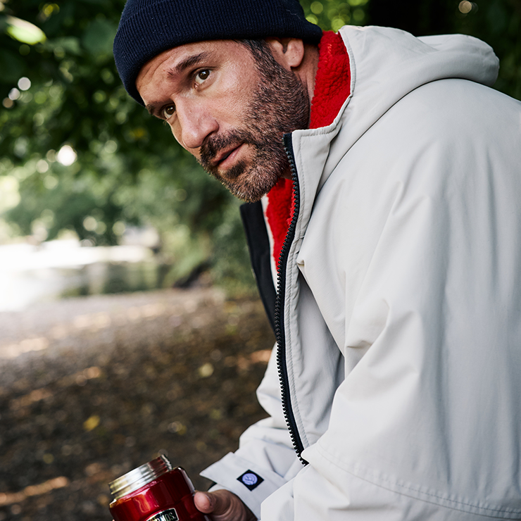 drytino Grey Shell with Red Lining - Long Sleeved Robe