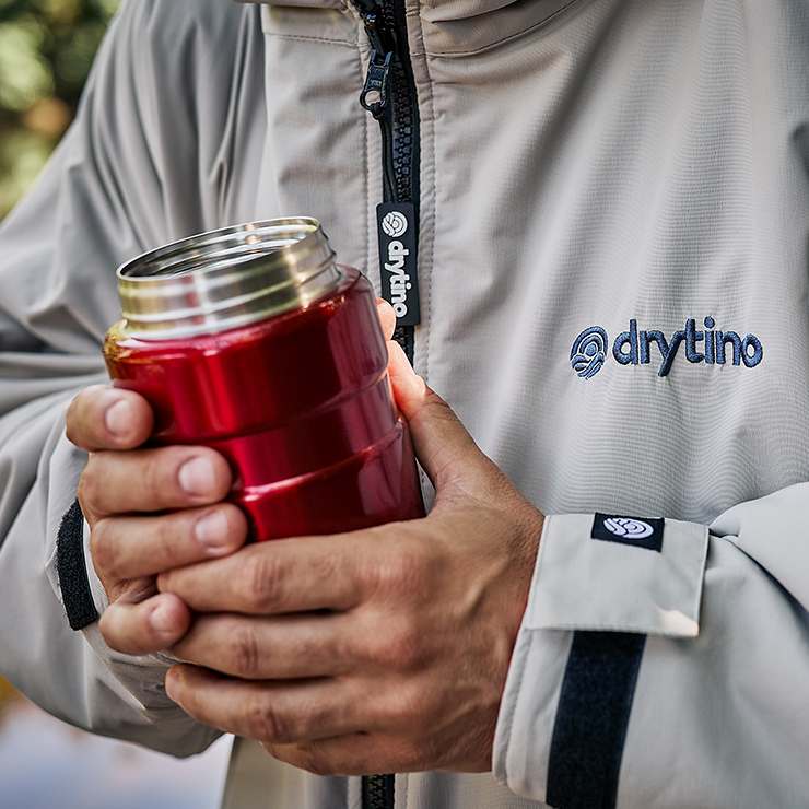 drytino Grey Shell with Red Lining - Long Sleeved Robe