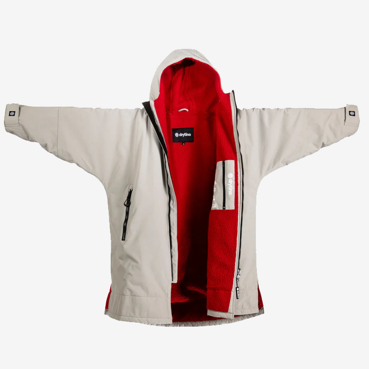 drytino Grey Shell with Red Lining - Long Sleeved Robe