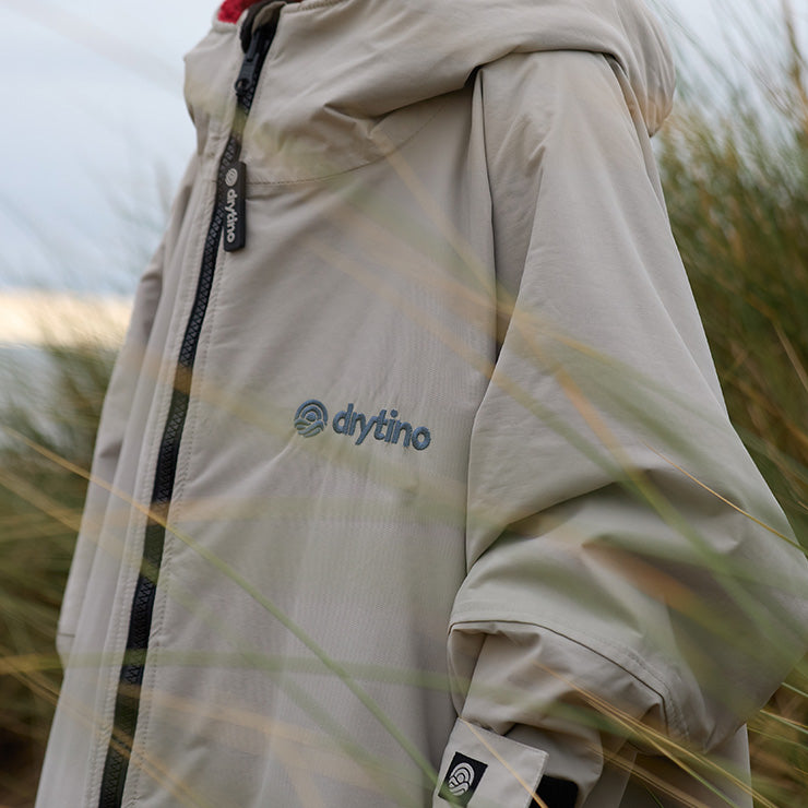 drytino Kids Grey Shell with Red Lining - Long Sleeved Robe