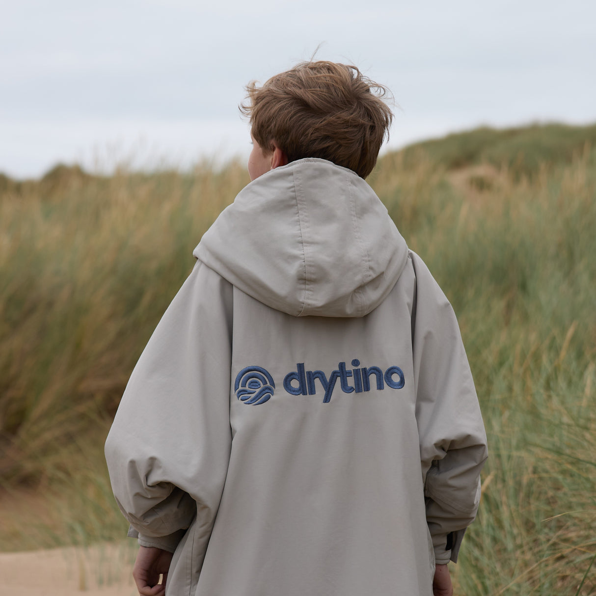 drytino Kids Grey Shell with Grey Lining - Long Sleeved Robe