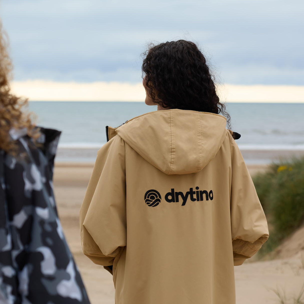drytino Beige Shell with Grey Lining - Long Sleeved Robe