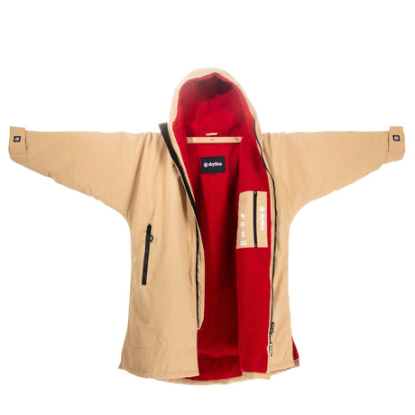 DryTino Kids Beige Shell with Red Lining - Long Sleeved Robe