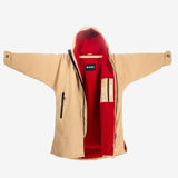 drytino Kids Beige Shell with Red Lining - Long Sleeved Robe