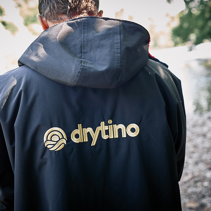 DryTino Black Shell with Red Lining - Long Sleeved Robe