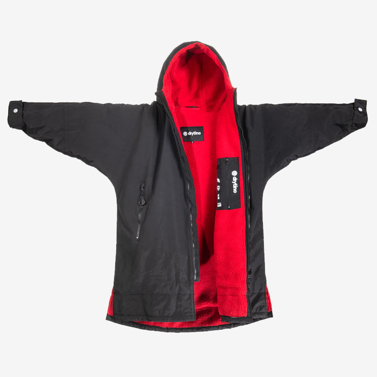 DryTino Black Shell with Red Lining - Long Sleeved Robe