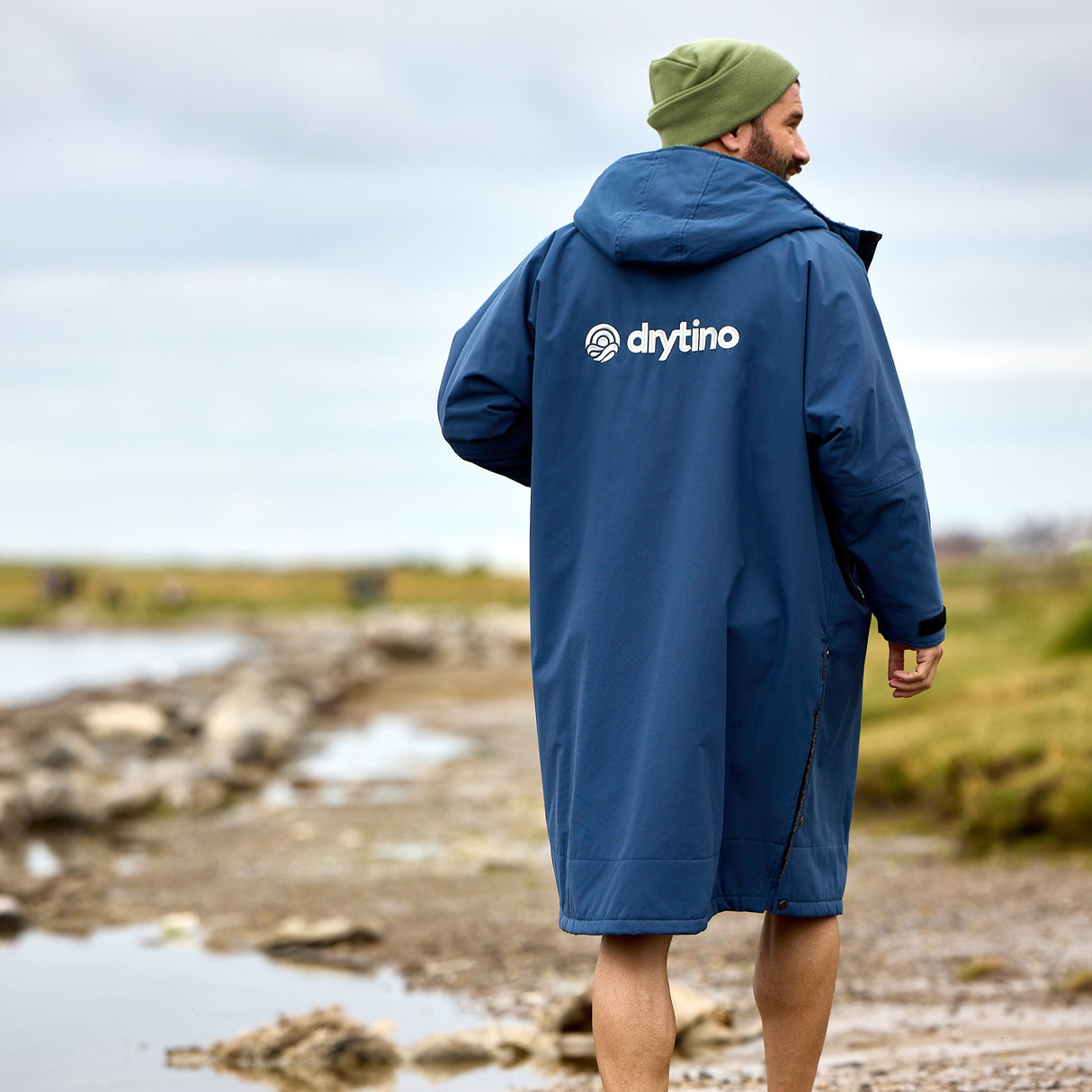 DryTino Navy Shell with Grey Lining - Long Sleeved Robe