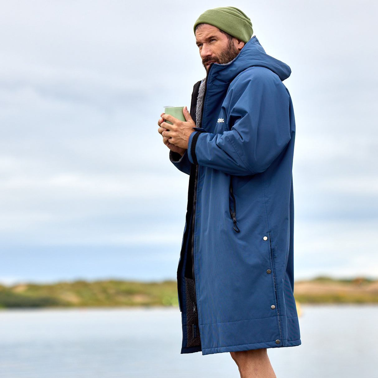 DryTino Navy Shell with Grey Lining - Long Sleeved Robe