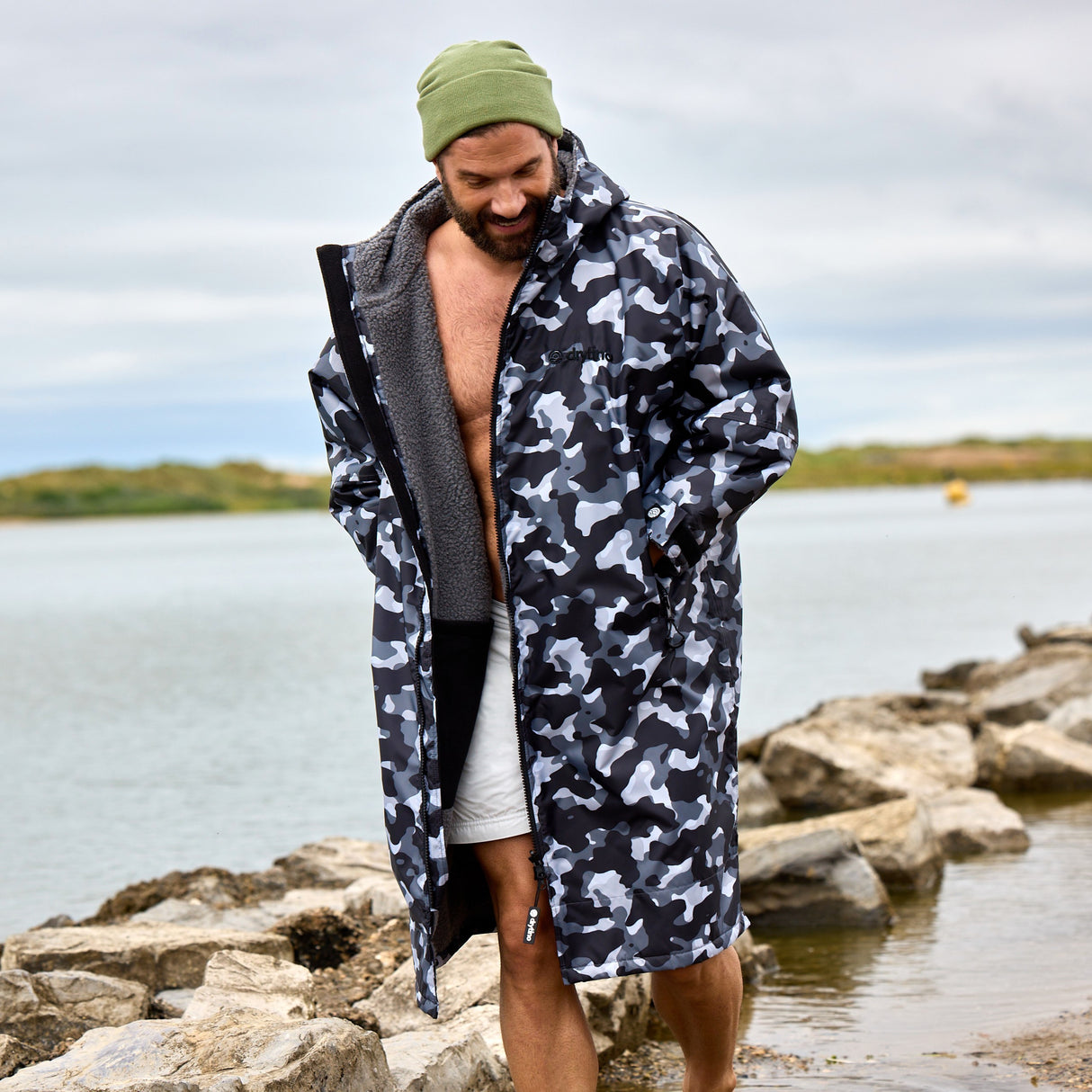 drytino Black Camouflage Shell with Grey Lining - Long Sleeved Robe