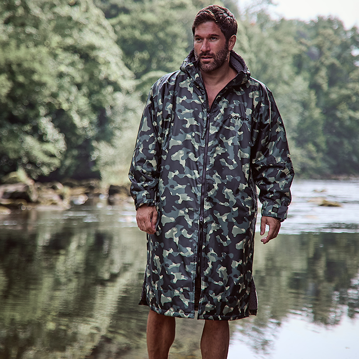 drytino Green Camouflage Shell with Grey Lining - Long Sleeved Robe