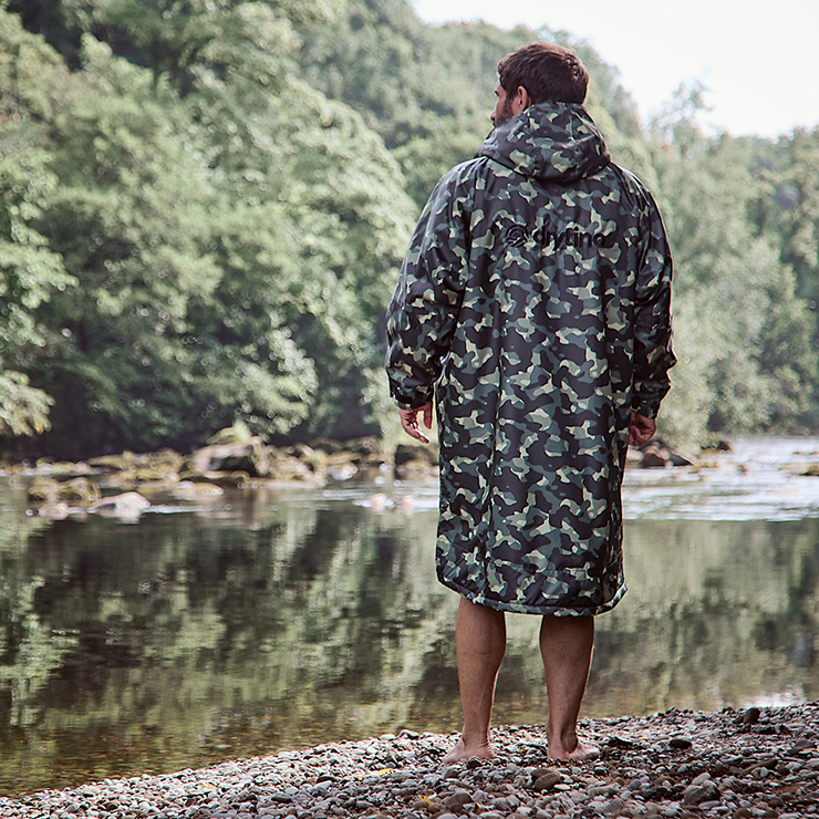 drytino Green Camouflage Shell with Grey Lining - Long Sleeved Robe