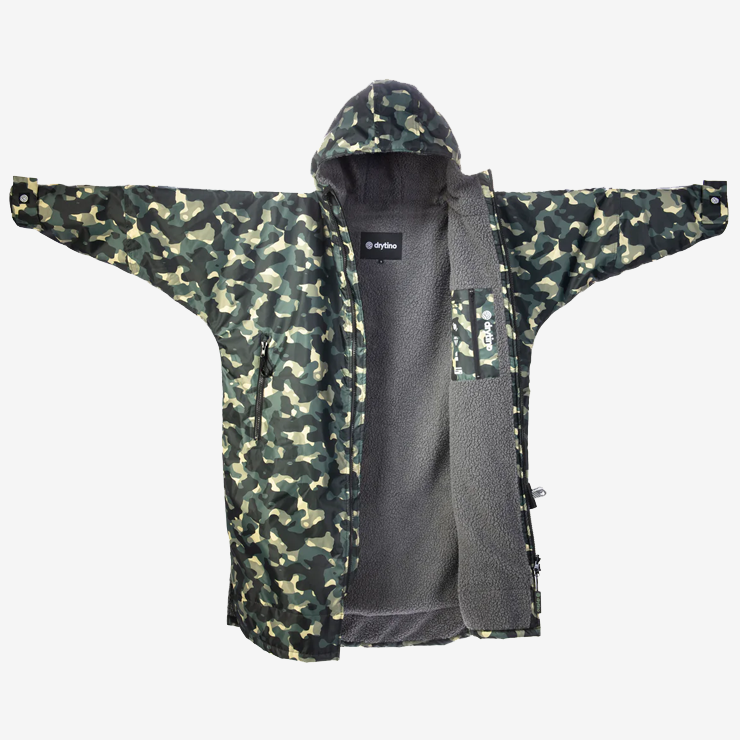 drytino Green Camouflage Shell with Grey Lining - Long Sleeved Robe