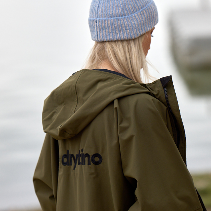 DryTino Green with Grey Mesh Lining Windbreaker - Lightweight Long Sleeved Robe