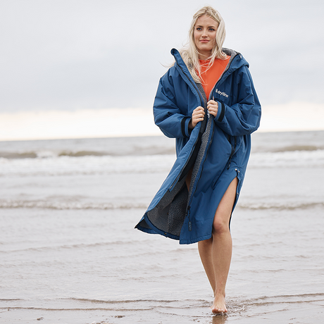 DryTino Navy Shell with Grey Lining - Long Sleeved Robe