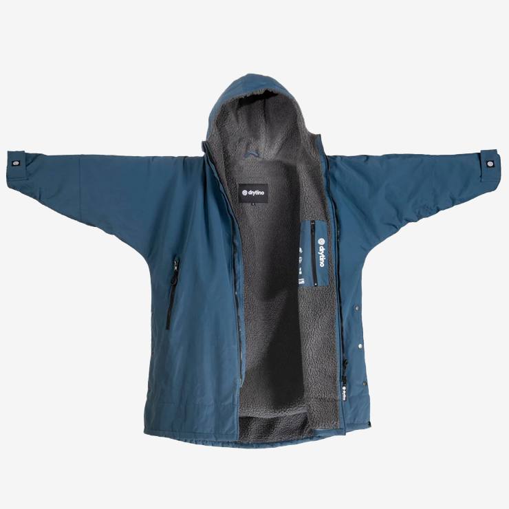 DryTino Navy Shell with Grey Lining - Long Sleeved Robe