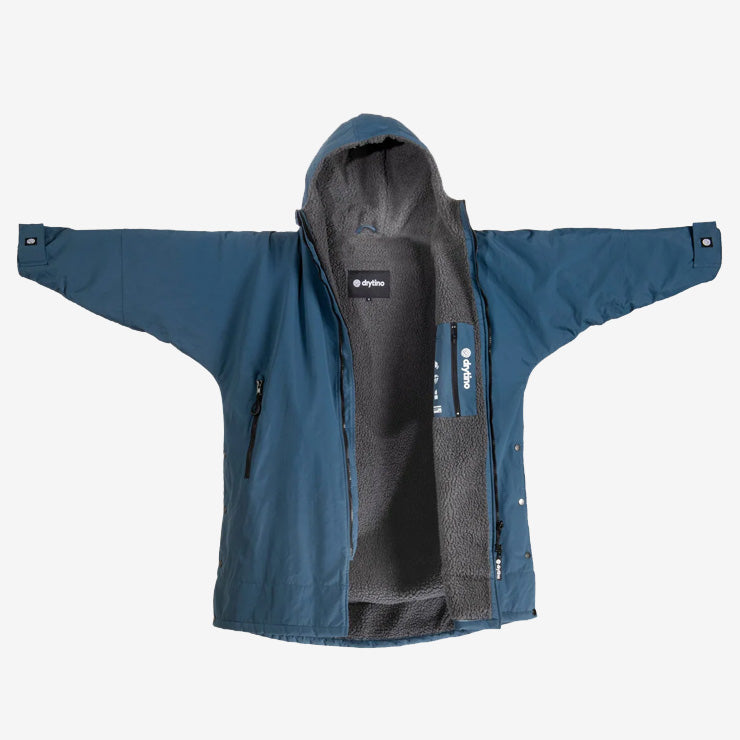 drytino Kids Navy Shell with Grey Lining - Long Sleeved Robe