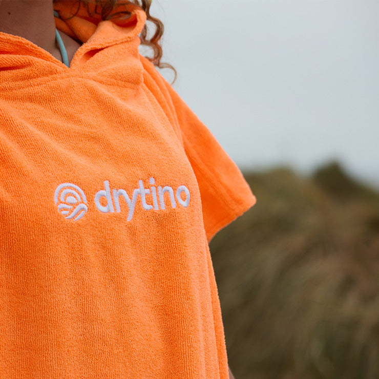 DryTino Orange Towel Poncho - Short Sleeved