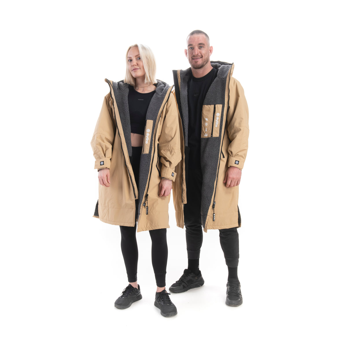DryTino Beige Shell with Grey Lining - Long Sleeved Robe