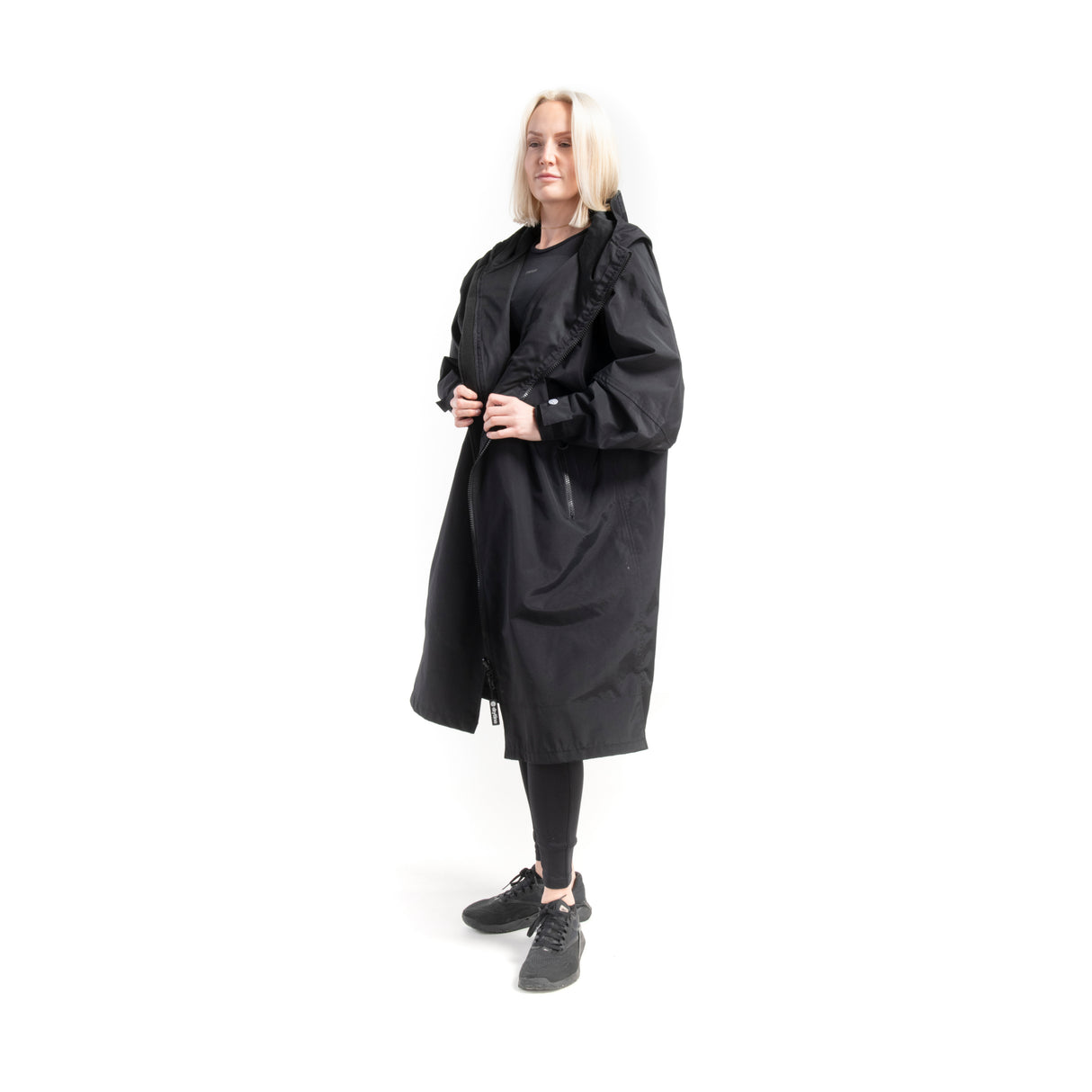 DryTino Black with Black Mesh Lining Windbreaker - Lightweight Long Sleeved Robe