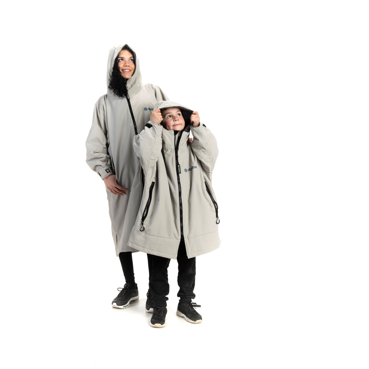 DryTino Kids Grey Shell with Grey Lining - Long Sleeved Robe
